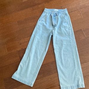 Wide leg light blue jeans